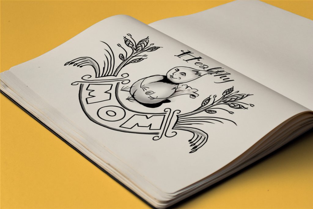Image of hand-drawn logo called "Healthy Mom."